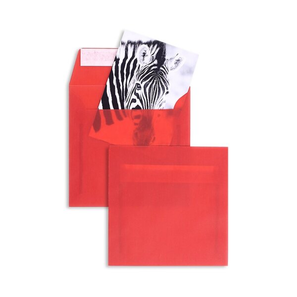 BLANKE Couvert quadratisch 160 x 160 mm ohne Fenster transparent-rot 100g - 1 St&uuml;ck