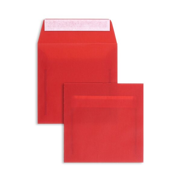 BLANKE Couvert quadratisch 160 x 160 mm ohne Fenster transparent-rot 100g - 1 St&uuml;ck