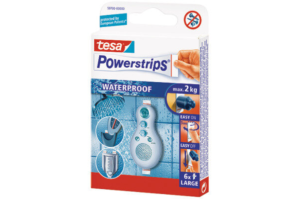 TESA Powerstrips Waterproof 597000000 weiss, Large, 6 Stück