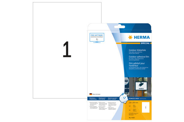 HERMA Outdoor Etikett.PP 210x297mm 9500 weiss 10 St. 10 Blatt