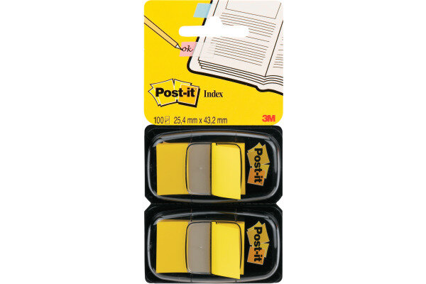 POST-IT Index Tabs 25,4x43.2mm 680-Y2 jaune/50 tabs 2 pièces
