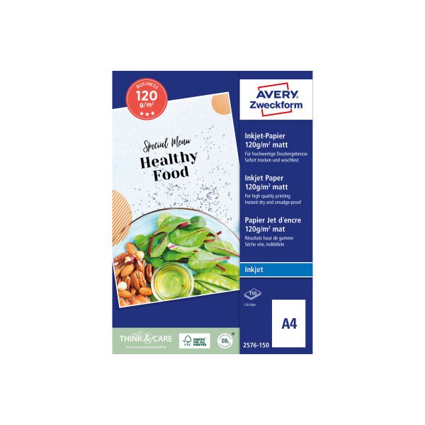 AVERY ZWECKFORM InkJet-Papier A4 2576-150 120g, weiss 150 Blatt