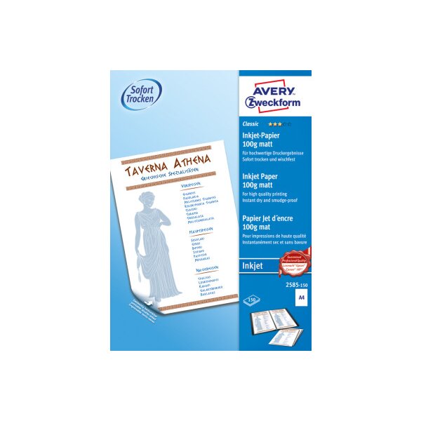 AVERY ZWECKFORM InkJet-Papier A4 2585-150 100g, weiss 150 Blatt