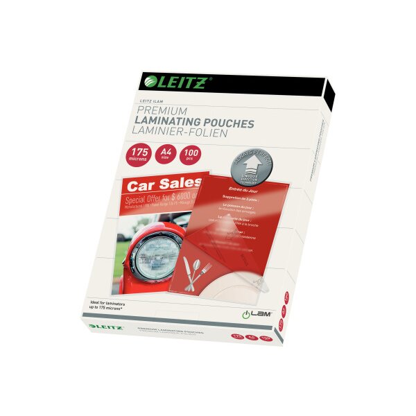 LEITZ Laminiertasche A4 74830000 glanz, 175my 100 Stück