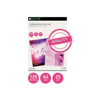 LEITZ Laminiertasche A4 33835 glanz, 125my 25 Stück