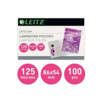 LEITZ Laminiertasche 54x86mm 33810 glanz, 125my 100 Stk