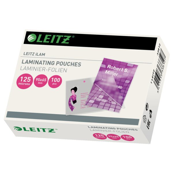 LEITZ Laminiertasche 65x95mm 33812 glanz, 125my 100 St&uuml;ck