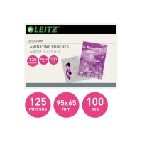 LEITZ Laminiertasche 65x95mm 33812 glanz, 125my 100...