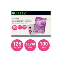 LEITZ Laminiertasche 60x90mm 73690002 glanz, 125my 100...