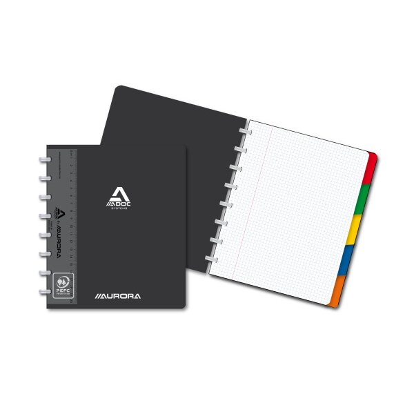 ADOC Cahier spirale Pap-Ex A5 4845.607 noir, quadrill&eacute;, 5mm 72 feuil.