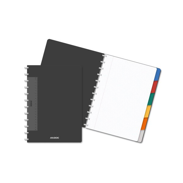 ADOC Spiralheft Pap-Ex Deluxe A4 6745.607 schwarz, kariert, 5mm 72 Blatt