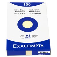 EXACOMPTA Fiches bristol, A5, ligné, blanc