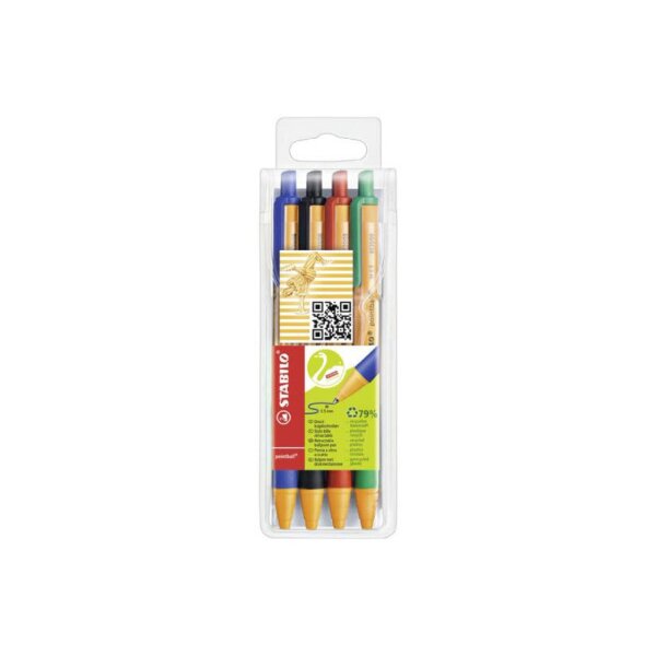 STABILO Kugelschreiber pointball 0.5mm 6030/4 blau,grün,rot,schwarz