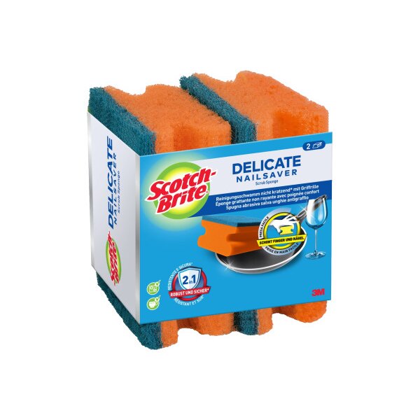 SCOTCH-BRITE Delicate, Éponge DENS2CH bleu/orange 2 pcs.