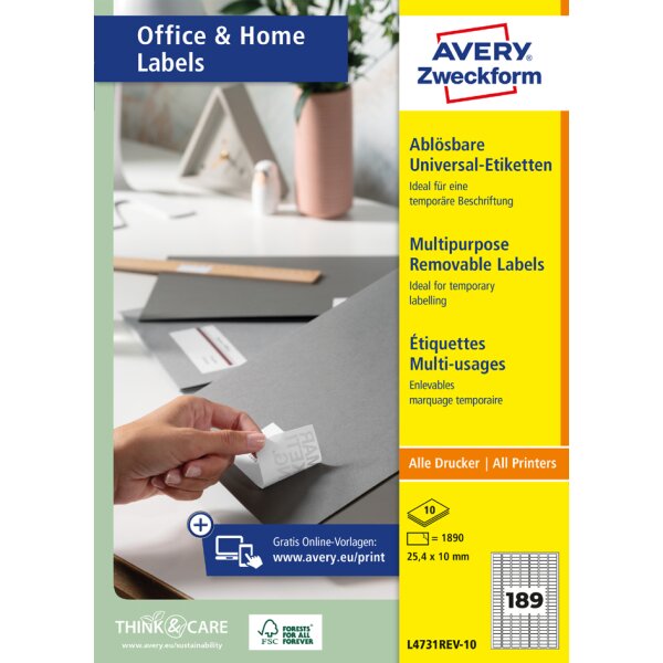 AVERY Zweckform Etiquette universelle, 45,7 x 21,2 mm, blanc