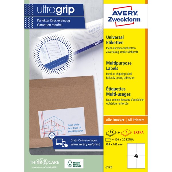 AVERY Zweckform Universal-Etiketten, 70 x 42,3 mm, weiss