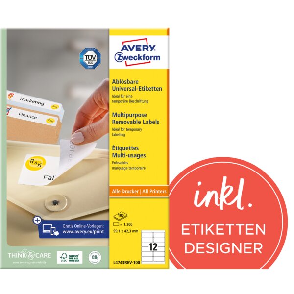 AVERY Zweckform Universal-Etiketten, 210 x 297 mm, weiss