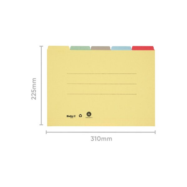 BIELLA Registermappe A4 32543200U farbig assort., 190 Bl. 5 Stk.
