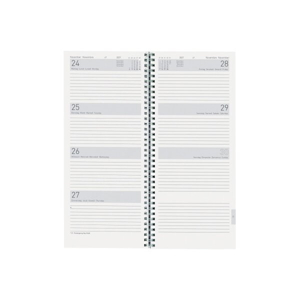 BIELLA Agenda Twist Wire-O 2027 803336050027U 1S/2P bleu ML 13.5x31.5cm
