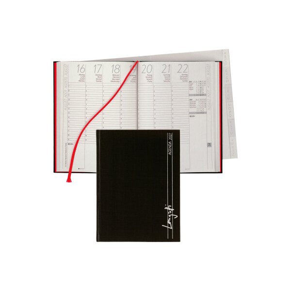 BIELLA Geschäftsagenda Longatti 2027 812720020027U 1W/2S schwarz ML 15x20cm