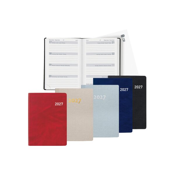 BIELLA Agenda Memento 2027 825401020027U 1S/2P noir ML 10.1x14.2cm