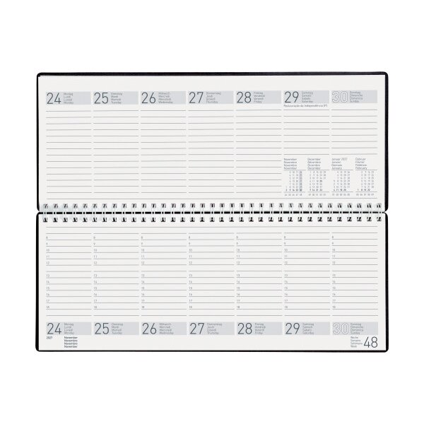 BIELLA Pultkalender Seplana 2027 888374050027U 1W/2S blau ML 29.8x11.7cm