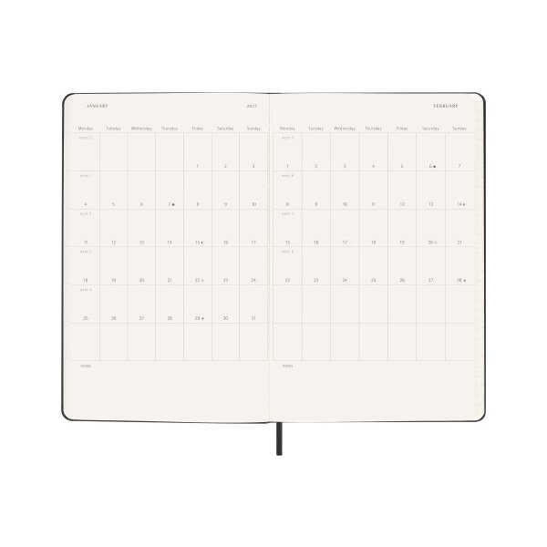 MOLESKINE Wochenkalender 26/27 DHB18WH3Y27 18M HC schwarz 13x21cm