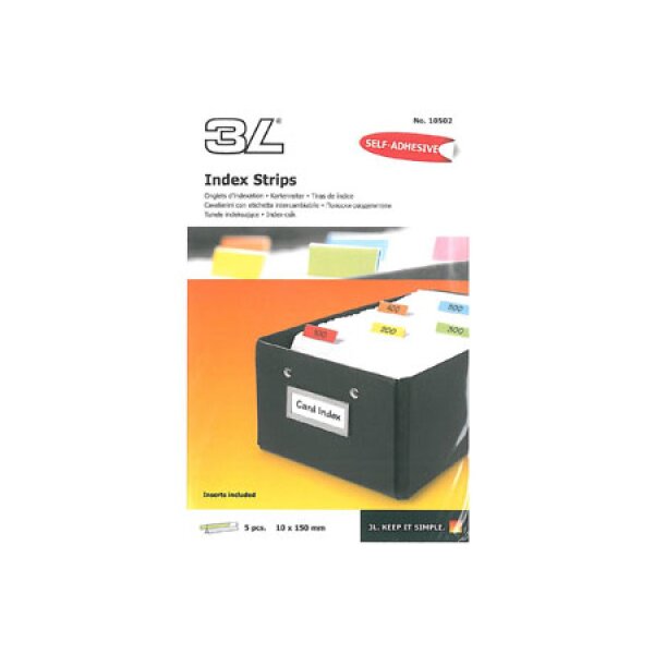 3L Kartenreiter bedruckt 10x150mm 10502 PET selbstklebend bunt 5 Stück