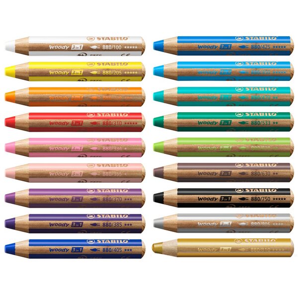 STABILO Crayon multi-talents woody 3 en 1, rond, argent