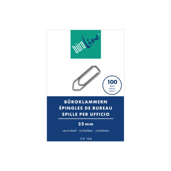 BÜROLINE Trombones no.4 110104 nickelé, 32mm 100 pcs.