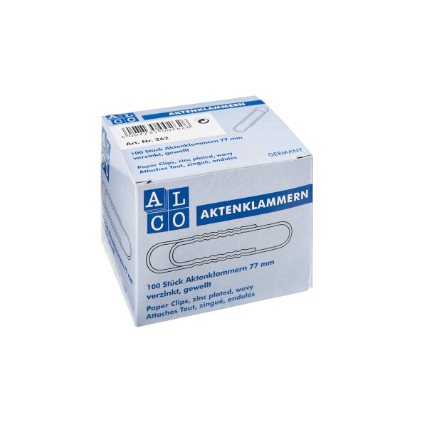 ALCO Büroklammern 77mm 262 verzinkt, gewellt 100 Stück