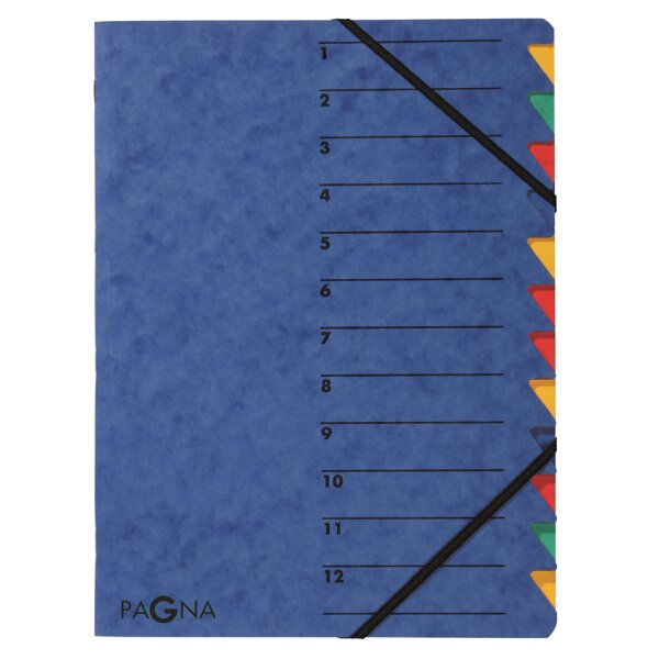 PAGNA trieur EASY, A4, carton, 12 compartients, bleu