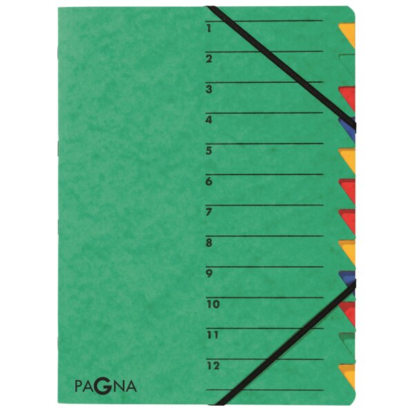PAGNA trieur EASY, A4, carton, 12 compartiments, jaune