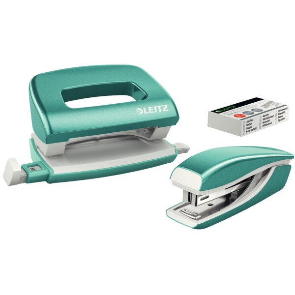 LEITZ Kit mini agrafeuse et perforateur Nexxt WOW, blanc