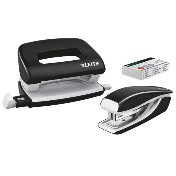 LEITZ Heftgerät- & Locher-Set Mini NeXXt WOW, grün