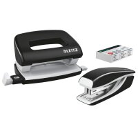 LEITZ Heftgerät- & Locher-Set Mini NeXXt WOW, grün