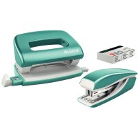 LEITZ Heftgerät- & Locher-Set Mini NeXXt WOW, grün
