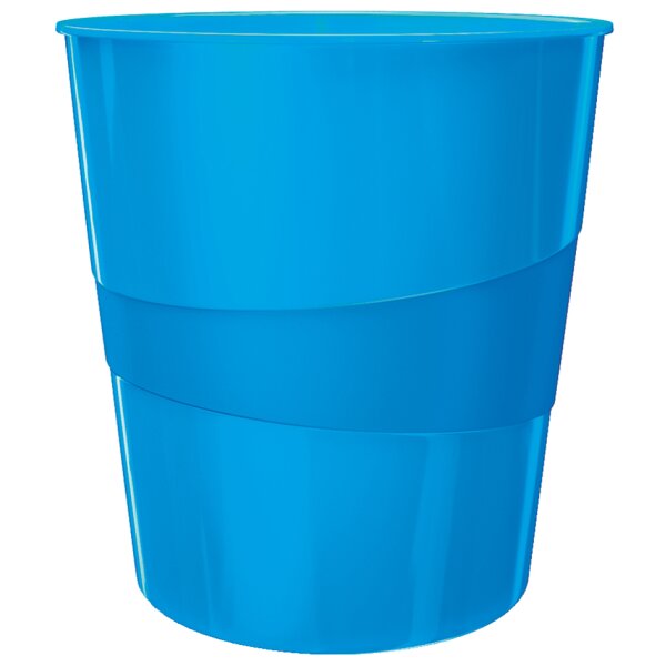 LEITZ Papierkorb WOW, aus Kunststoff, 15 Liter,blau-metallic