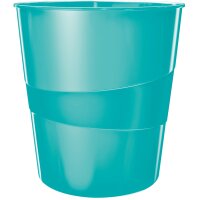 LEITZ Papierkorb WOW, aus Kunststoff, 15 Liter,blau-metallic
