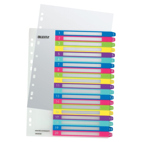 LEITZ Intercalaires en plastique WOW, numéroté, A4, 1-5
