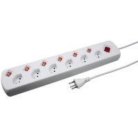 STEFFEN Bloc multiprise 1,5m 207601216S blanc 6 connecteurs