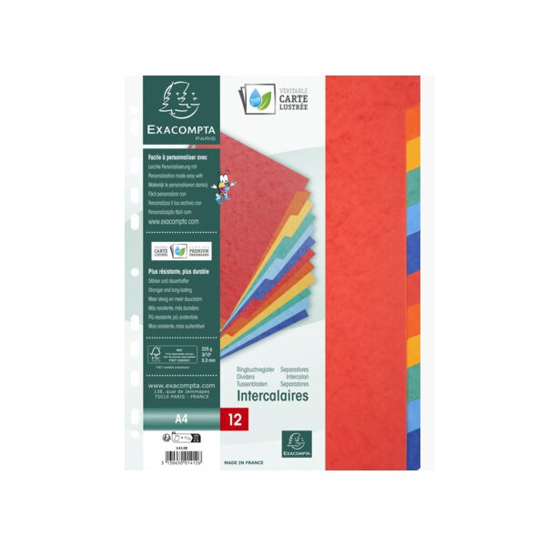 EXACOMPTA Intercalaires en carton, A4+, 12 touches