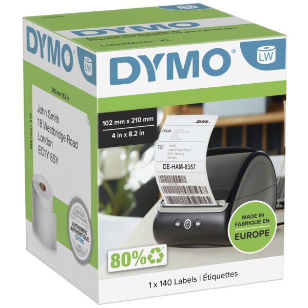 DYMO LabelWriter-Adress-Etiketten, 89 x 36 mm, transparent