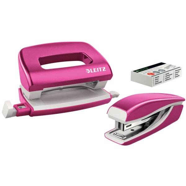 LEITZ Kit mini agrafeuse et perforateur Nexxt WOW, menthe