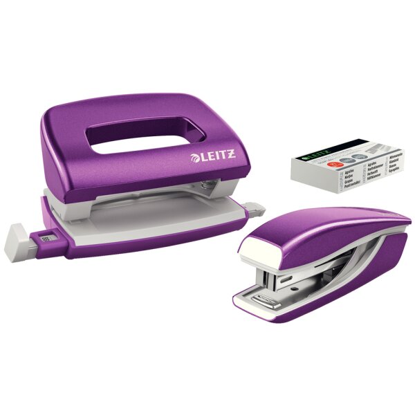 LEITZ Kit mini agrafeuse et perforateur Nexxt WOW, menthe