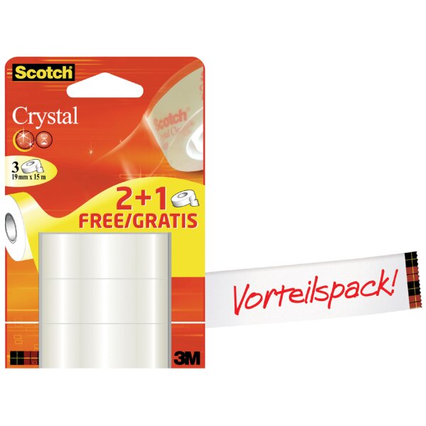 Scotch Ruban adhésif Crystal Clear 600, 19 mm x 66 m, carton