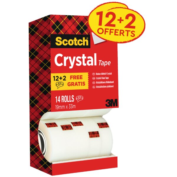 Scotch Klebefilm Crystal Clear 600, 19 mm x 33 m, 7+1