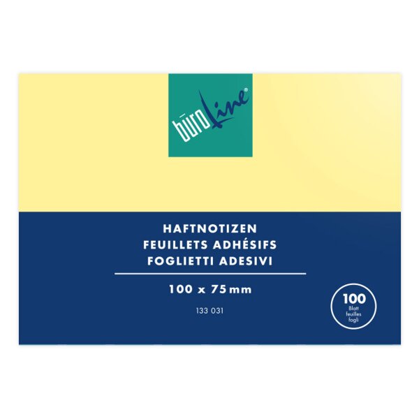BÜROLINE Notes autocollantes 100x75mm 133031 jaune 100 flls.