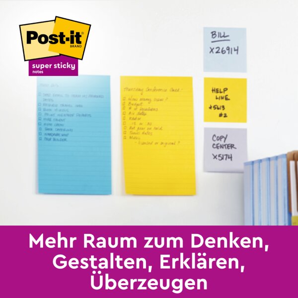 Post-it Haftnotizen super sticky notes, liniert, 101x152 mm