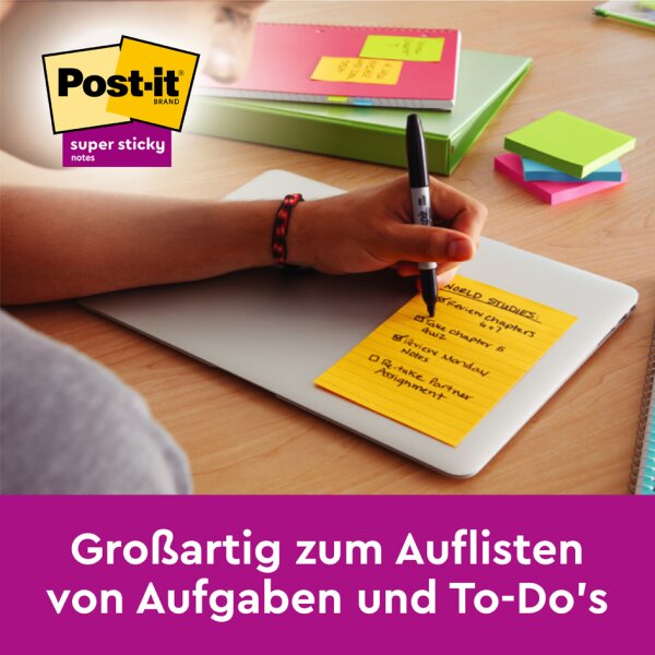 Post-it Haftnotizen super sticky notes, liniert, 101x152 mm